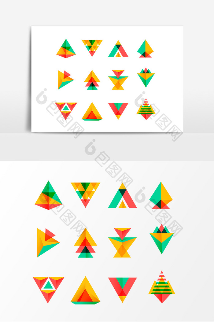 彩色几何图形三角形拼接装饰图案素材