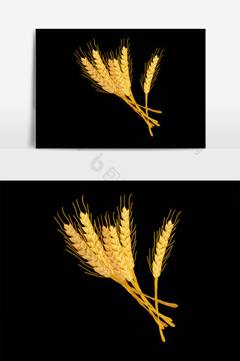 手绘金色麦穗麦子徽章插画图片