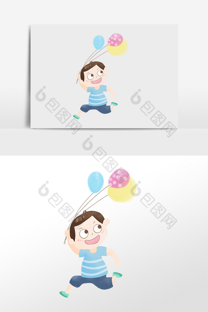 儿童节玩气球小男孩插画图片图片