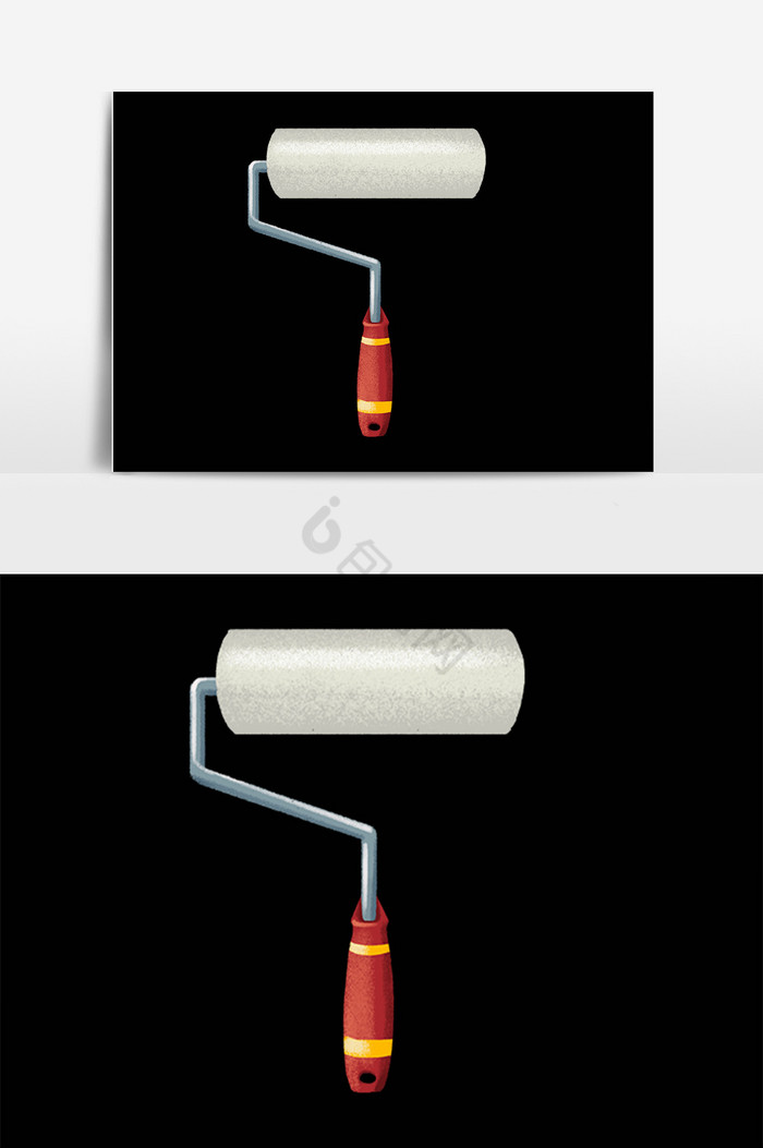 劳动节劳动工具滚筒刷插画图片