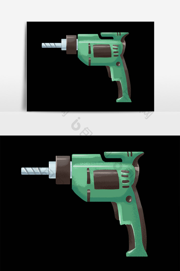 手绘劳动节劳动工具手电钻插画