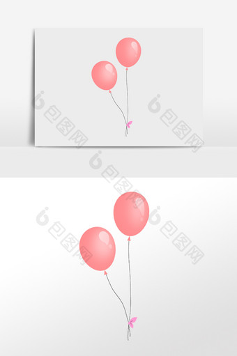 手绘漂浮粉色气球氦气球插画图片