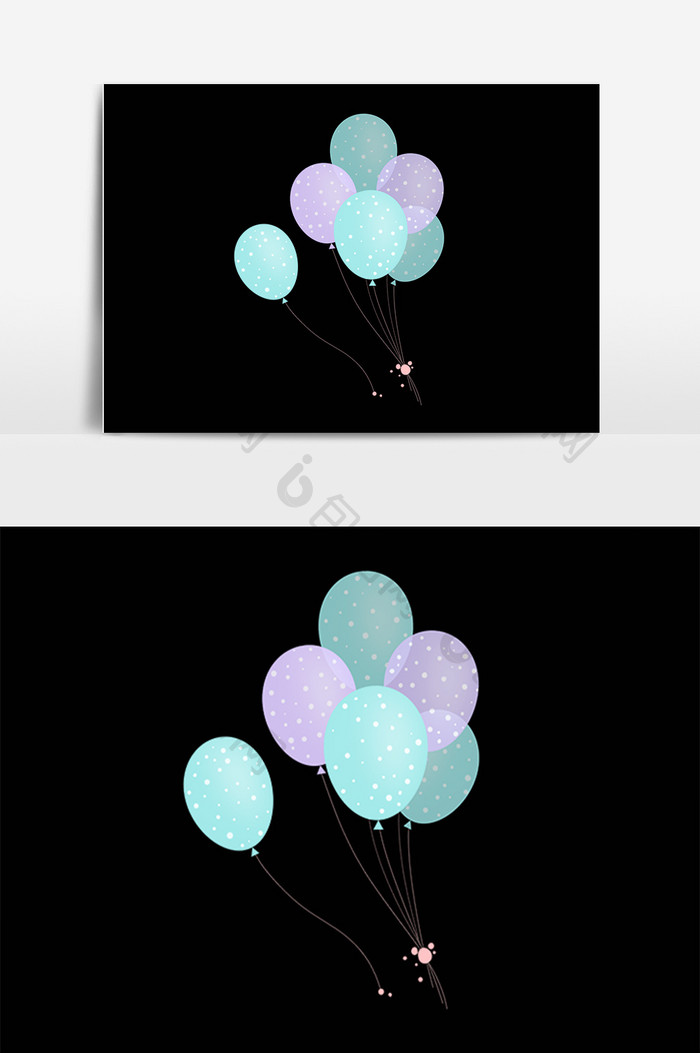 手绘彩色漂浮装饰气球插画