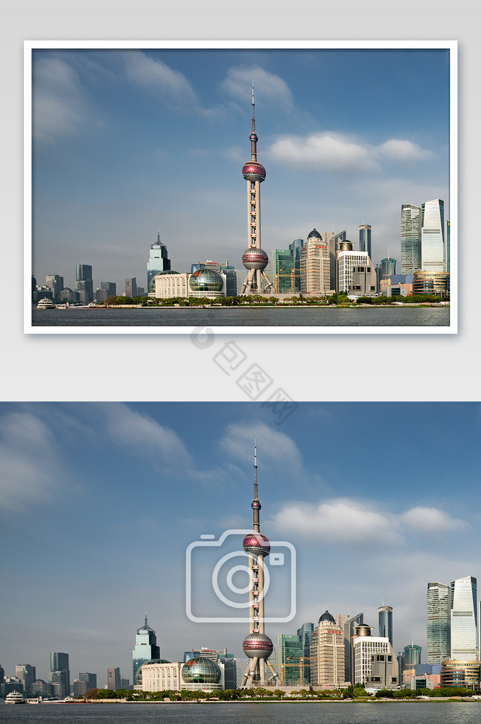 蓝色大气的上海外滩陆家嘴城市风光摄影图图片