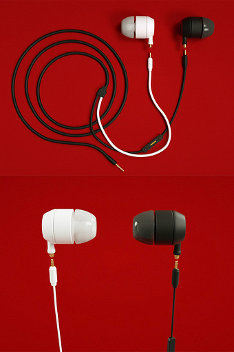 C4D模型线控带麦式耳机模型OC渲染器图片