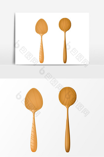 木质勺子矢量元素图片