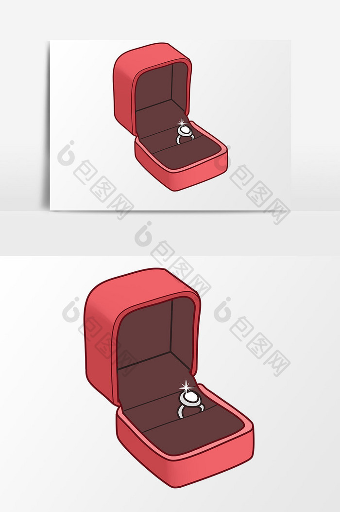 手绘卡通520表白季礼盒戒指元素免扣