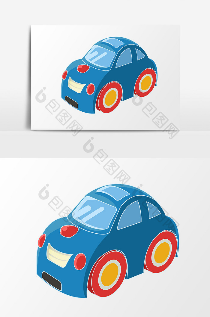 高清手绘元素儿童节卡通儿童玩具蓝色汽车