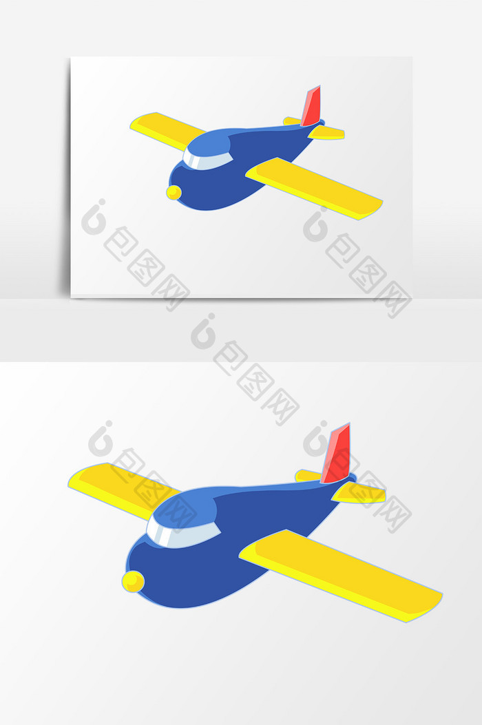 手绘小清新元素儿童节卡通蓝色长翼小飞机