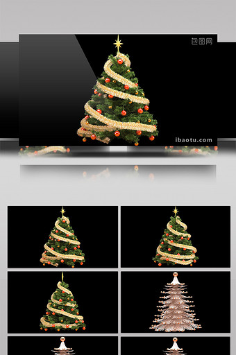3款圣诞树动画带通道阴影特效元素素材视频图片