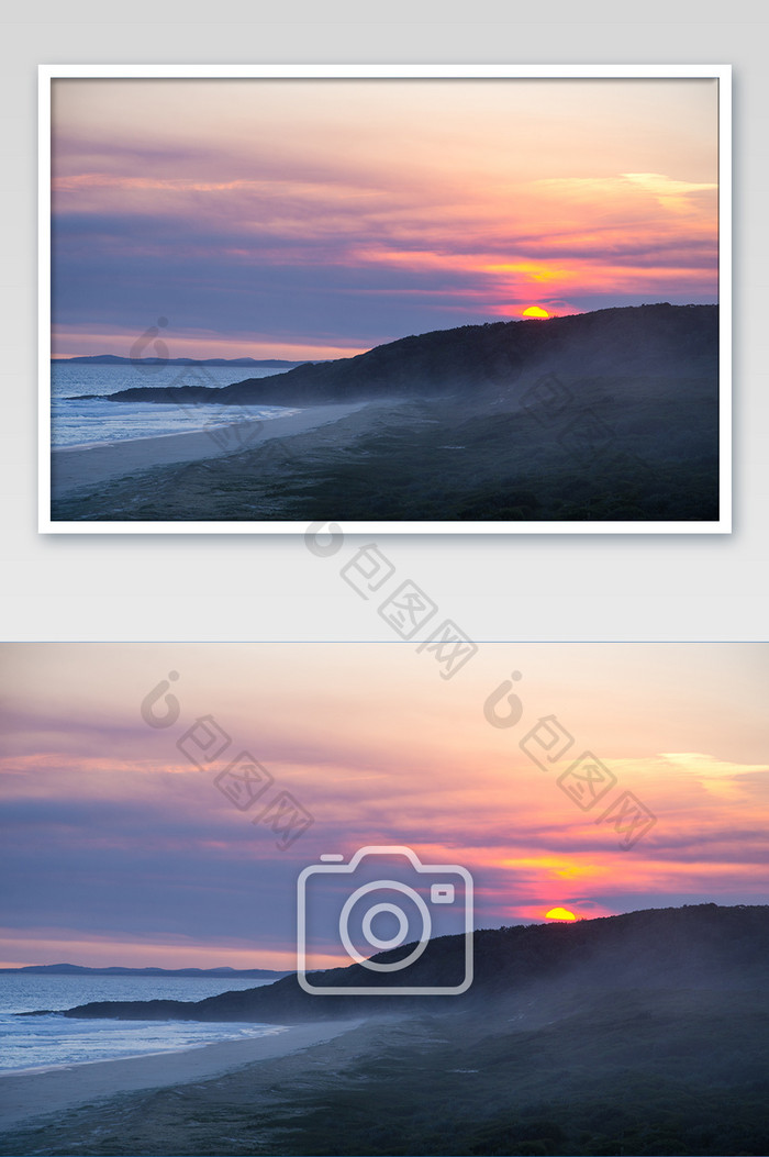 澳洲悉尼周边海豹岩沙滩日落摄影图片