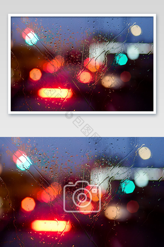 光影朦胧雨夜光斑摄影图片
