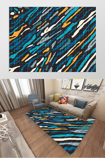 现代简约时尚抽象色彩线条流体卧室客厅地毯图片