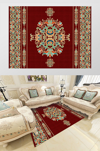 欧式古典花纹客厅卧室酒店地毯图案图片