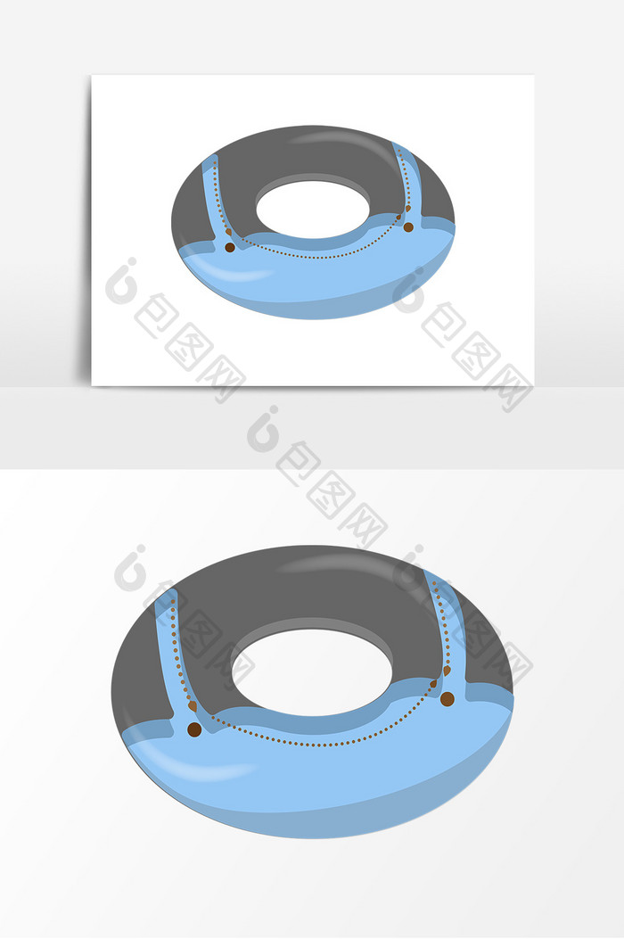 游泳圈卡通手绘元素图案
