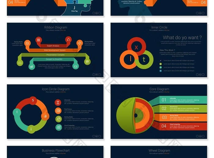 40页商务多彩信息可视化PPT图表