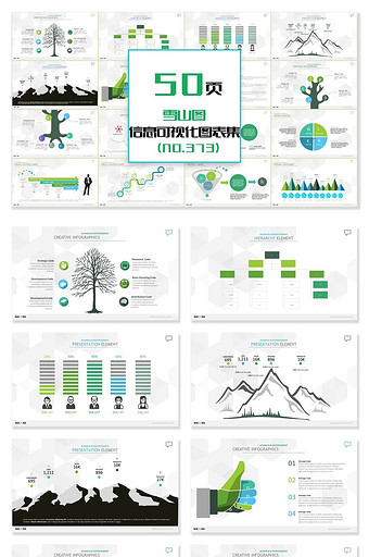 40页雪山图信息可视化PPT图表图片