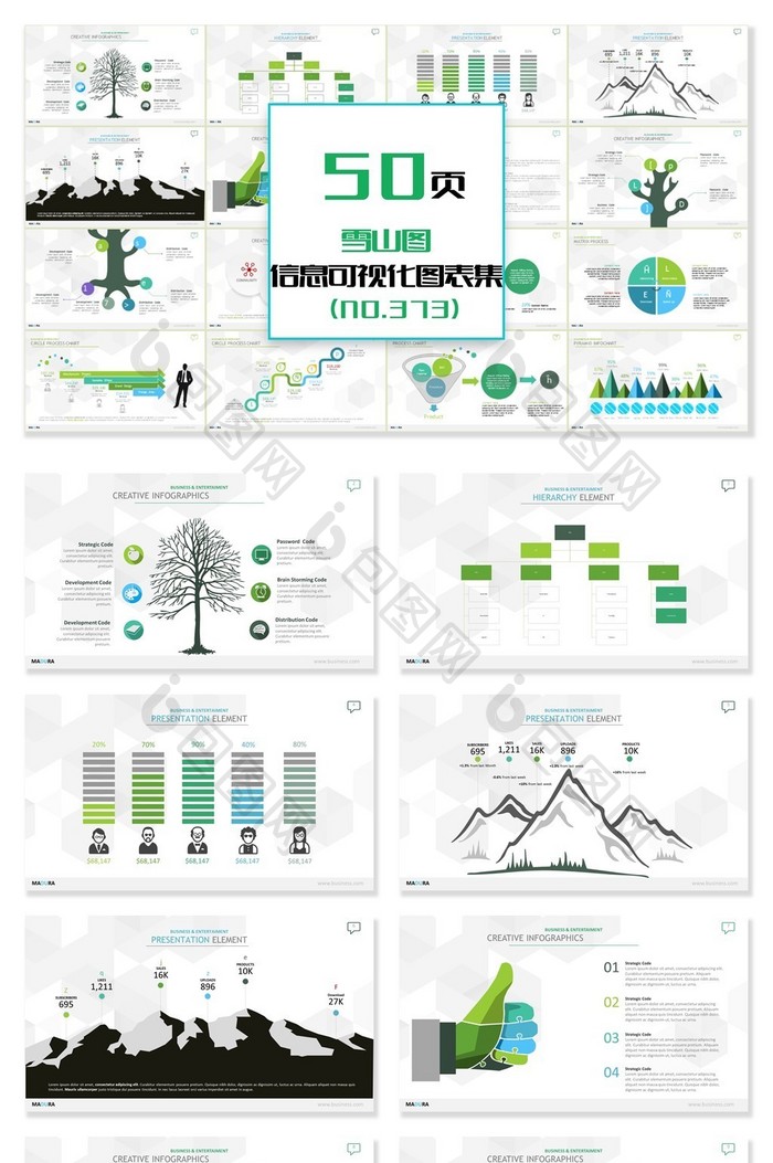 40页雪山图信息可视化PPT图表