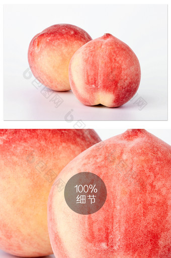 红色水蜜桃桃子新鲜白底图水果美食摄影图图片