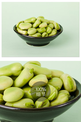 绿色蚕豆豆米碟子小碗蔬菜美食摄影图