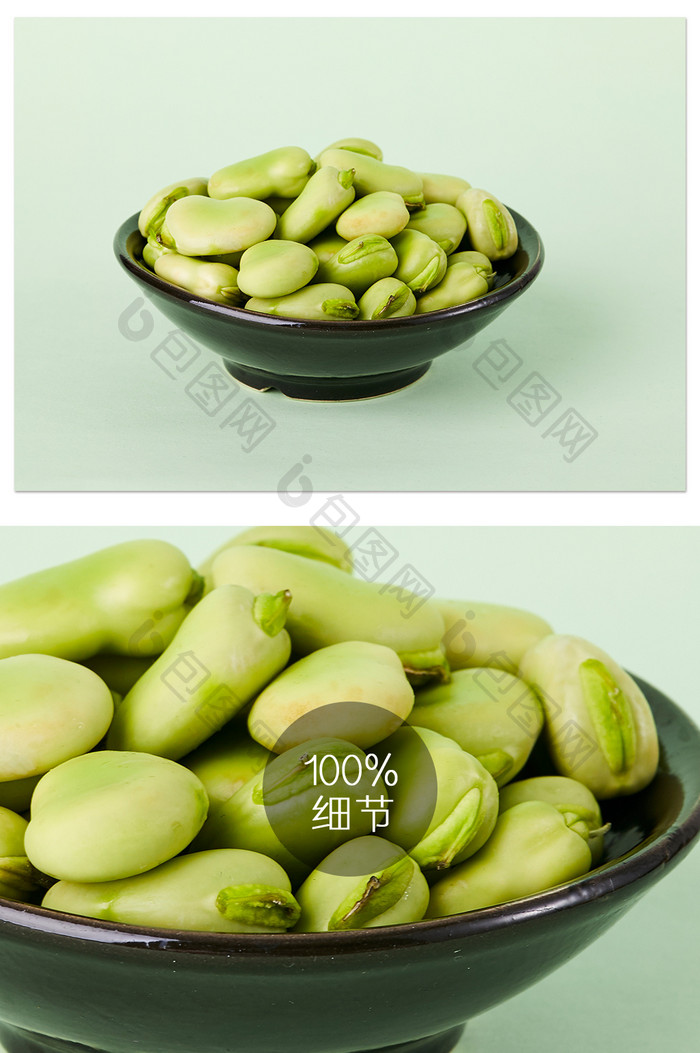 绿色蚕豆豆米碟子小碗蔬菜美食摄影图