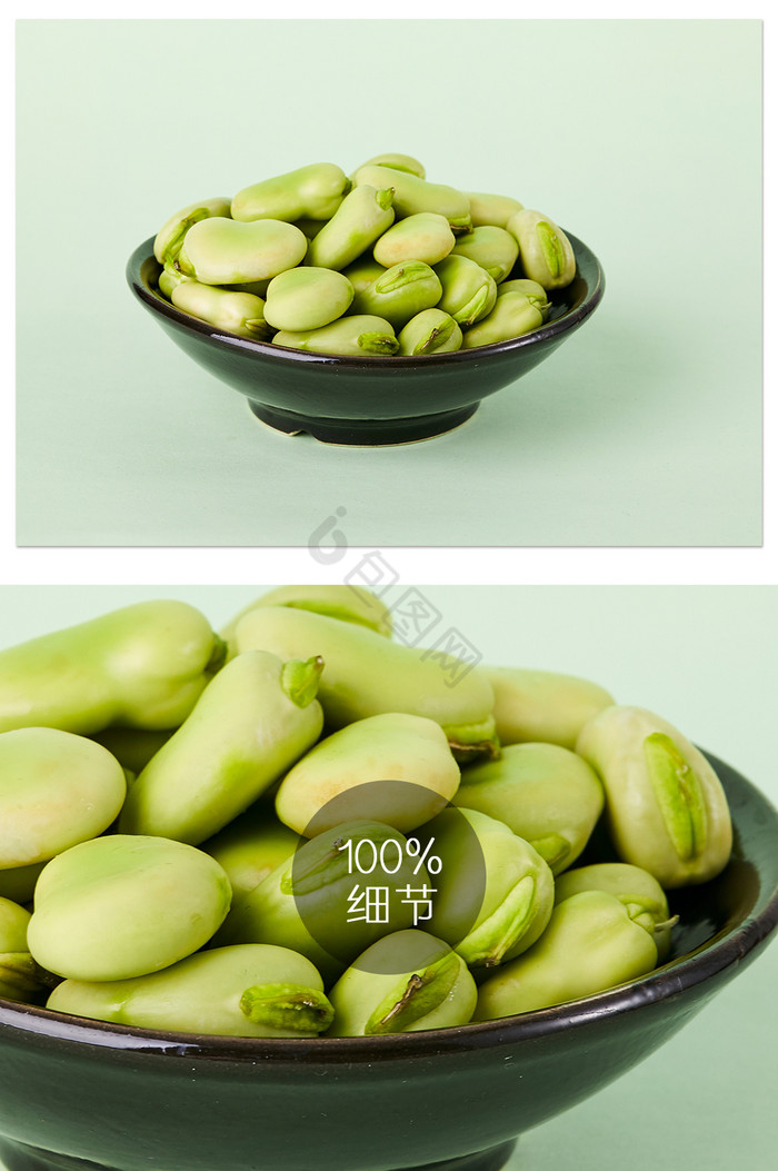 绿色蚕豆豆米碟子小碗蔬菜美食摄影图图片