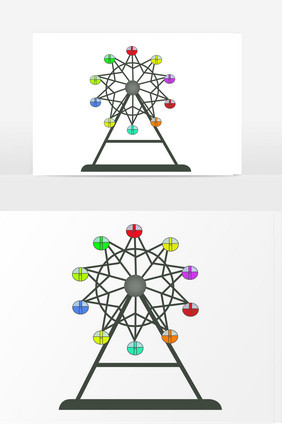 卡通摩天轮矢量元素