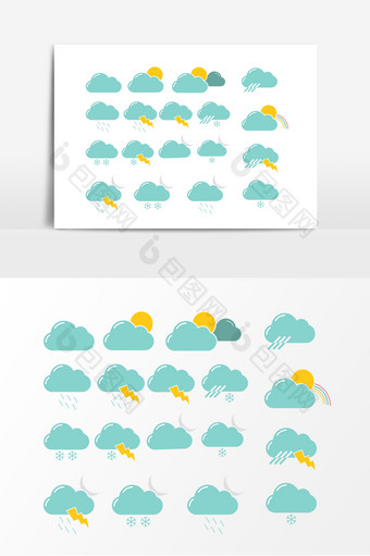 蓝色云朵天气预报图案素材图片
