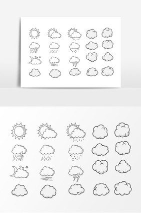云朵轮廓线条设计素材