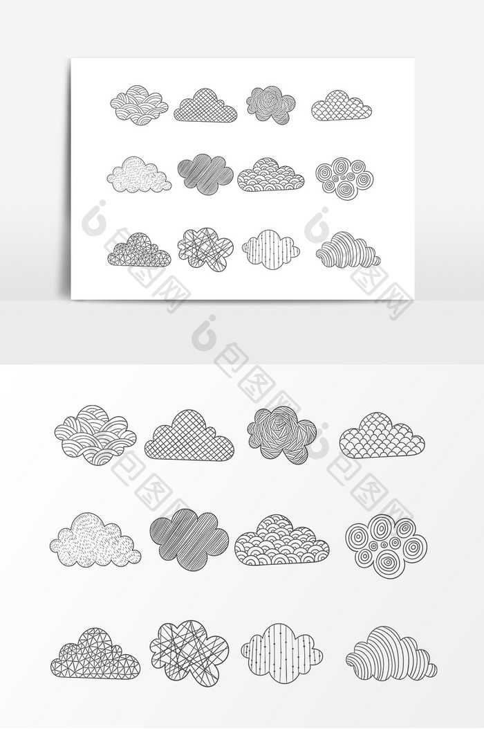手绘云朵图案设计素材