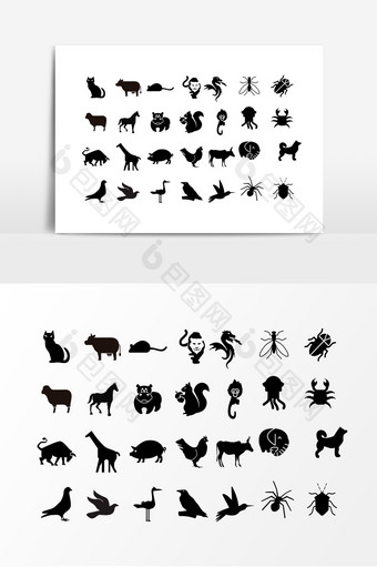 矢量黑色动物剪影设计素材图片