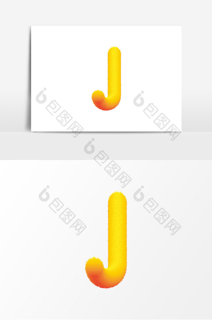 毛绒绒渐变风英文字母Jj设计