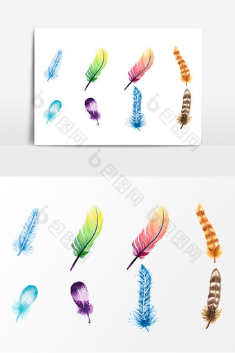 卡通彩色鸟类羽毛设计素材图片