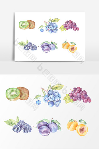 新鲜水果蓝莓弥胡桃葡萄素材图片
