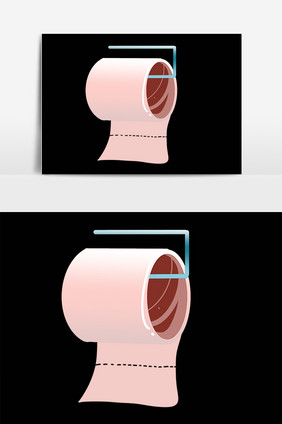 手绘卫生间粉色卫生手纸卷纸插画