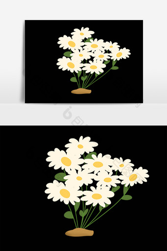 手绘唯美鲜花植物白色洋甘菊插画图片