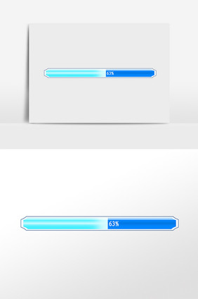 手绘进度条百分比蓝色界面条插画