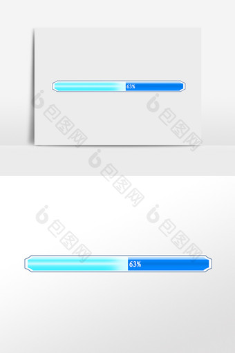 手绘进度条百分比蓝色界面条插画图片