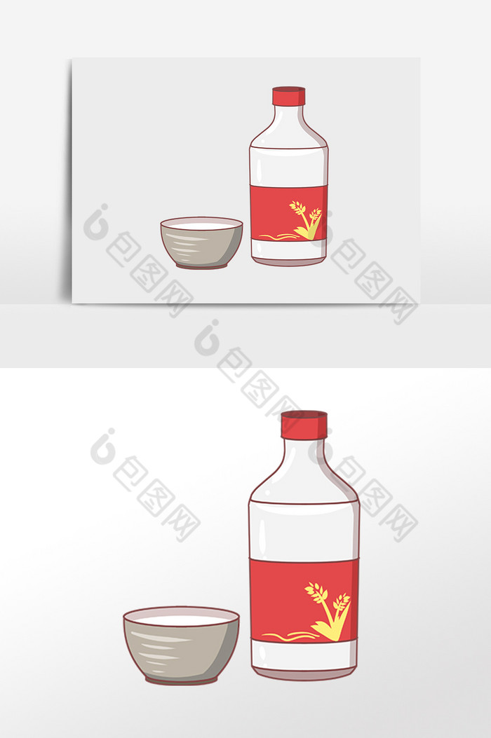 一瓶米酒酒水酒文化插画图片