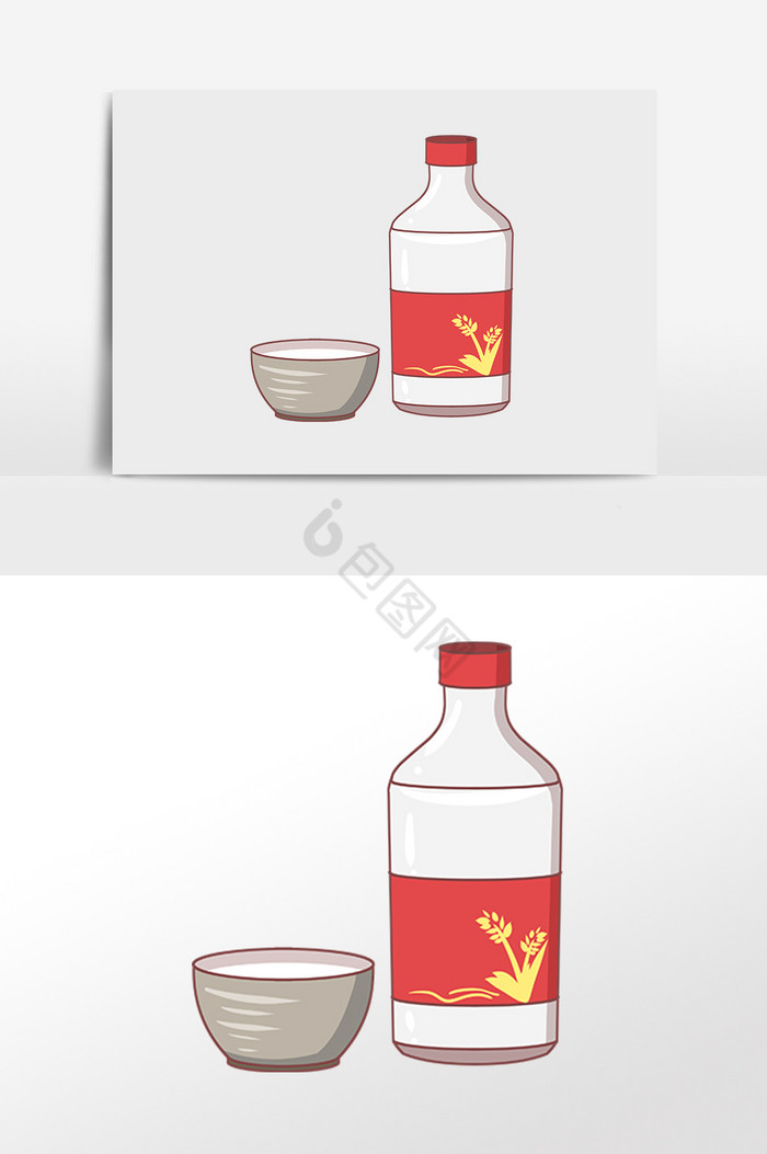 一瓶米酒酒水酒文化插画图片
