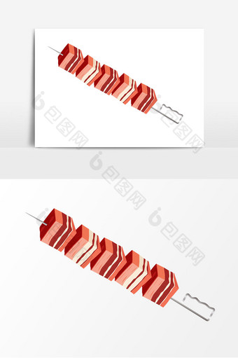 五花肉肉串矢量元素图片