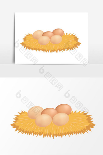 鸡窝鸡蛋矢量元素图片