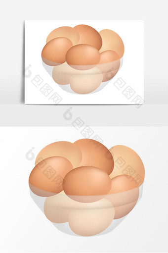 卡通玻璃碗鸡蛋矢量元素图片