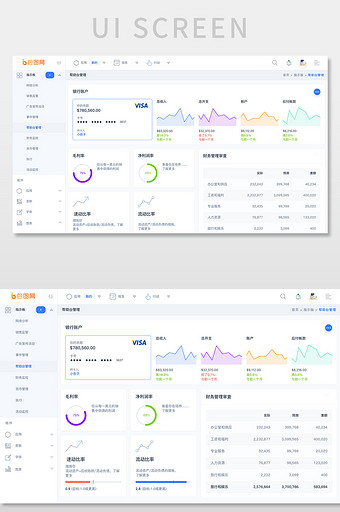 蓝色科技电商后台系统银行账户网页界面图片