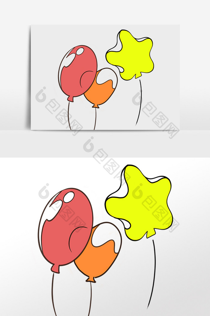 六一儿童节彩色氢气球插画