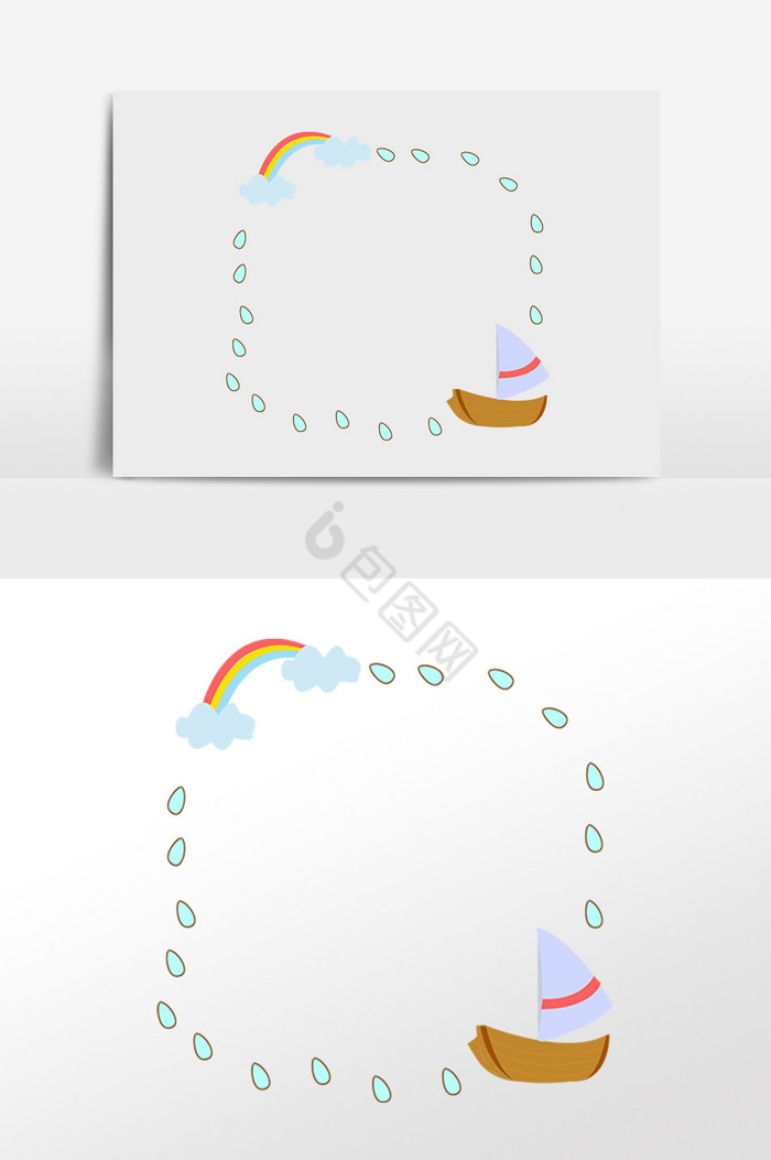 彩虹雨点边框插画图片