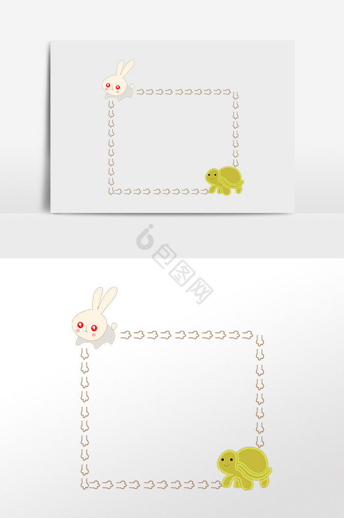 兔子乌龟边框插画图片