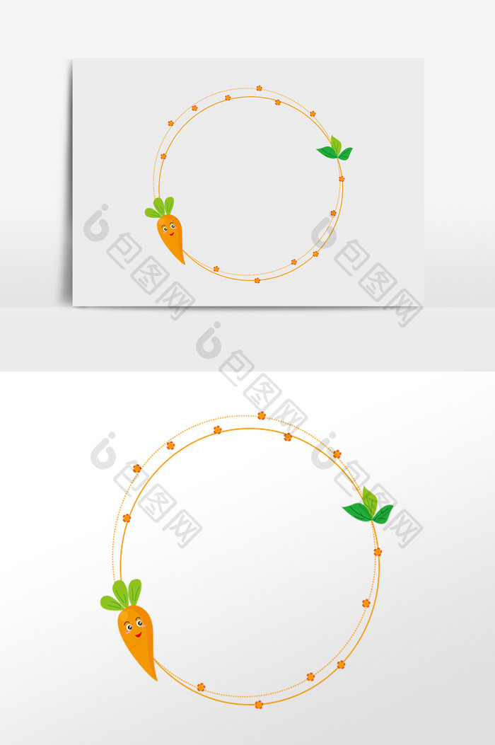 卡通新鲜蔬菜萝卜边框插画