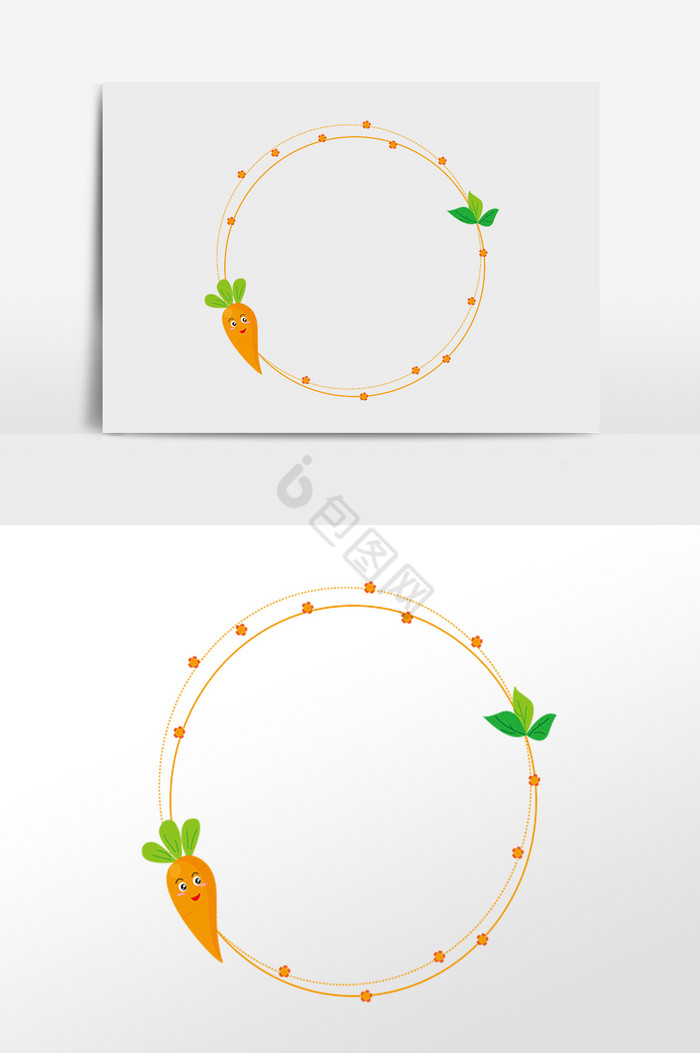 新鲜蔬菜萝卜边框插画图片