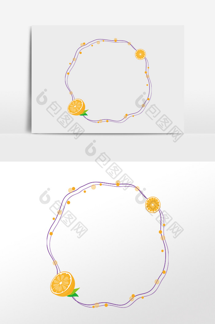 手绘卡通新鲜水果橙子边框插画